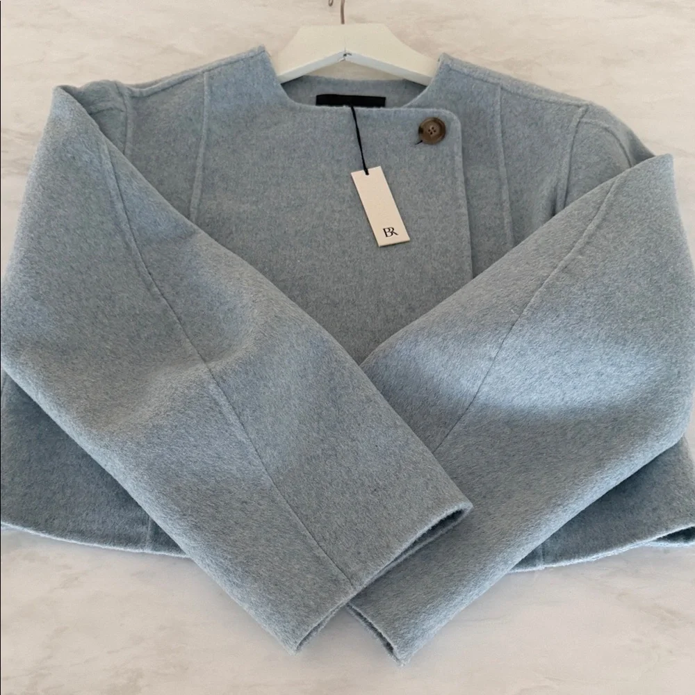 Banana Republic Wool cropped boxy jacket in Sea Glass Heather Blue. NWT fits XS* - Picture 9 of 13